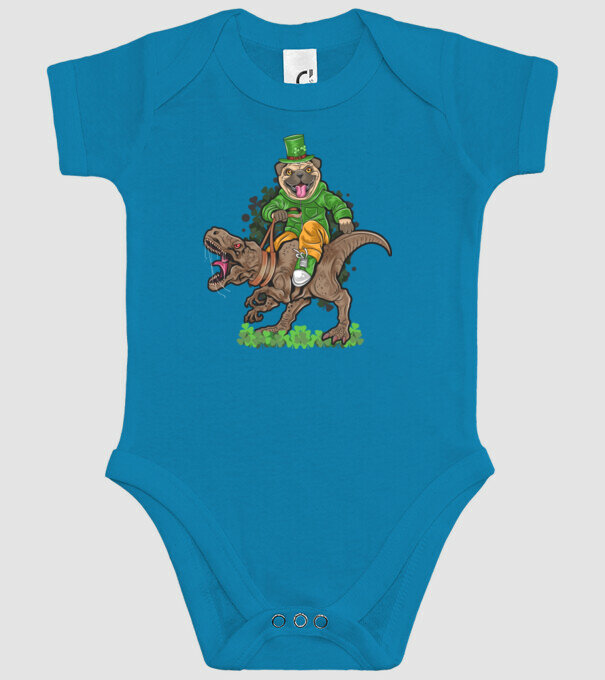 Sfântul Patrick Mops dinozaur model turcoaz pe tricou
