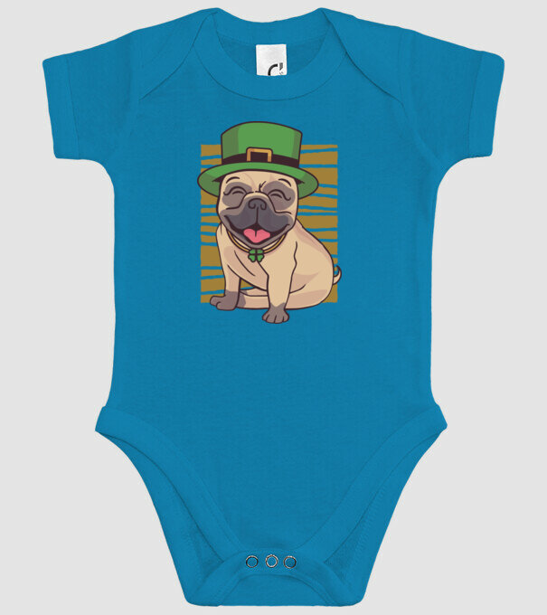 Sfântul Patrick Mops model turcoaz pe tricou