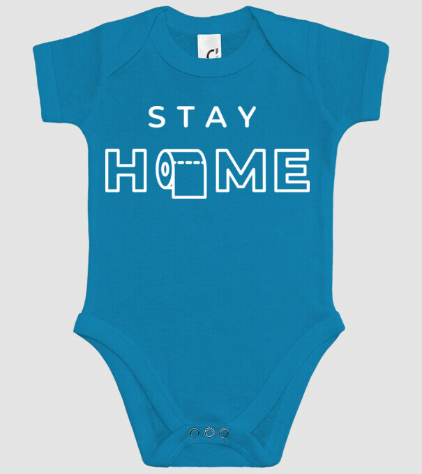 Stay home hârtie igienică model turcoaz pe tricou