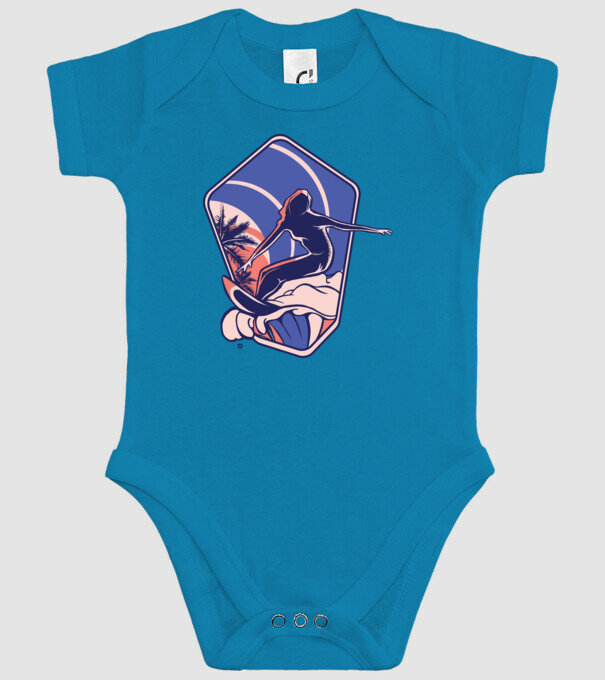 Surf ilustrare model turcoaz pe tricou