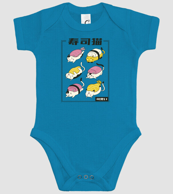 Pisicuțe Sushi model turcoaz pe tricou
