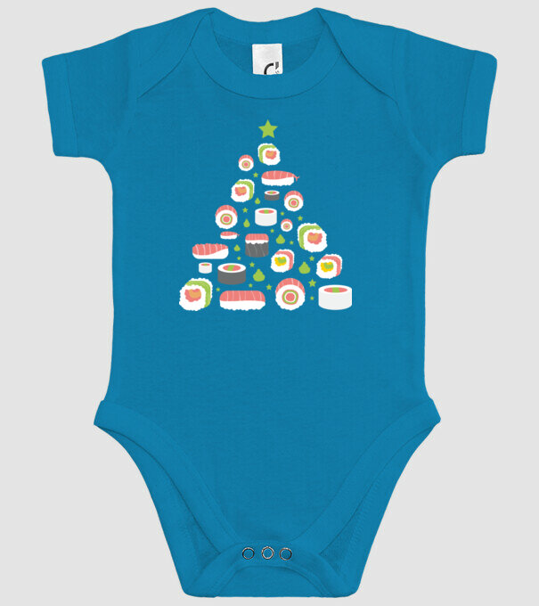 Pom de Crăciun Sushi model turcoaz pe tricou
