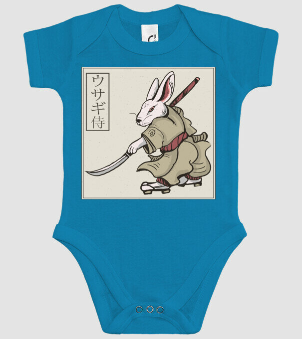 Iepure Samurai model turcoaz pe tricou