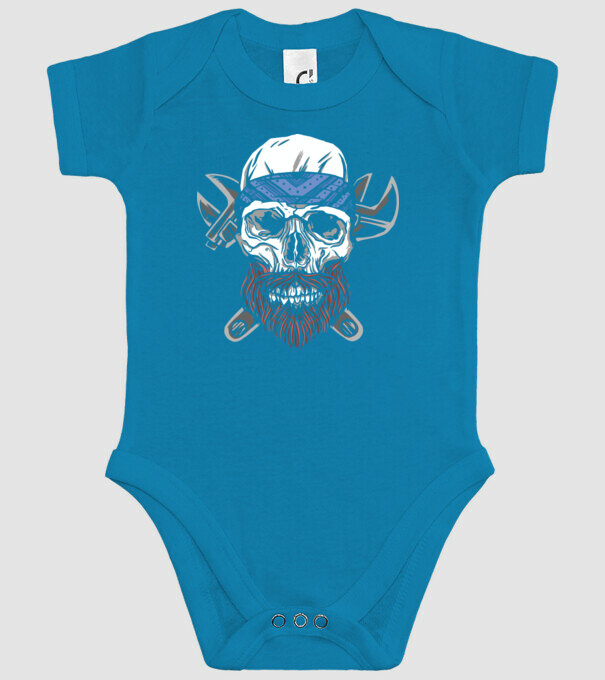 Craniu Instalator Barbă model turcoaz pe tricou