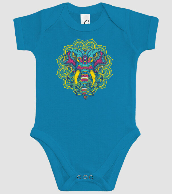 Elefant Mandala Colorat model turcoaz pe tricou