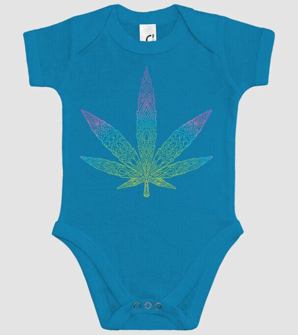 Frunză colorată de marijuana model turcoaz pe tricou