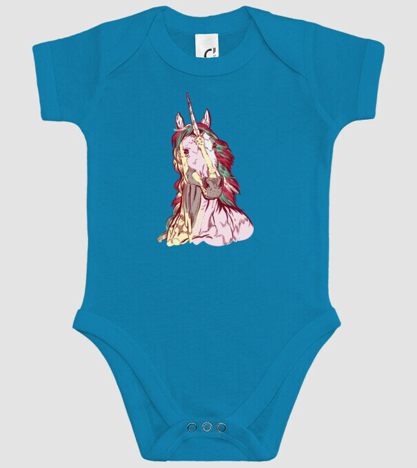 Unicorn colorat model turcoaz pe tricou