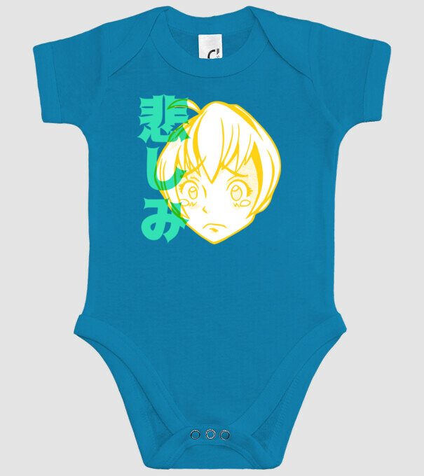 fată tristă Anime model turcoaz pe tricou
