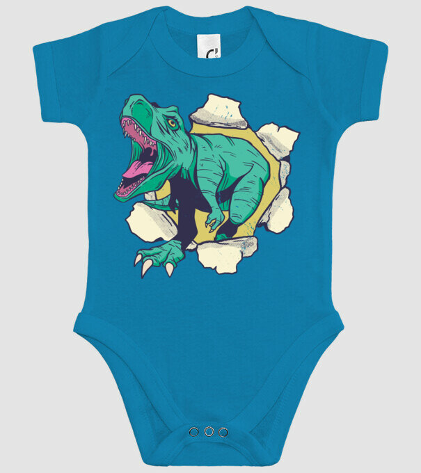 T-rex 3D model turcoaz pe tricou