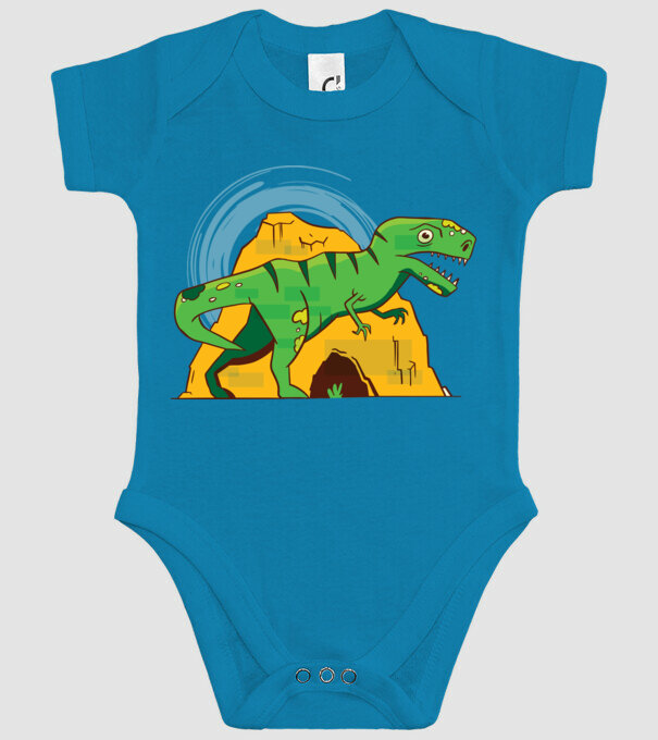 Dinozaur T-rex model turcoaz pe tricou
