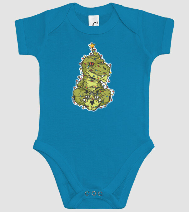 Dinozaur T-rex Pom de Crăciun tricou model turcoaz pe tricou