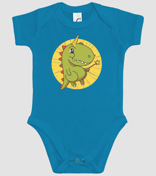 T-rex Unicorn cu baghetă magică model turcoaz pe tricou