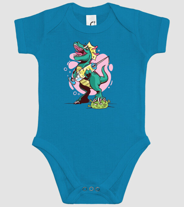T-rex Vaccin model turcoaz pe tricou