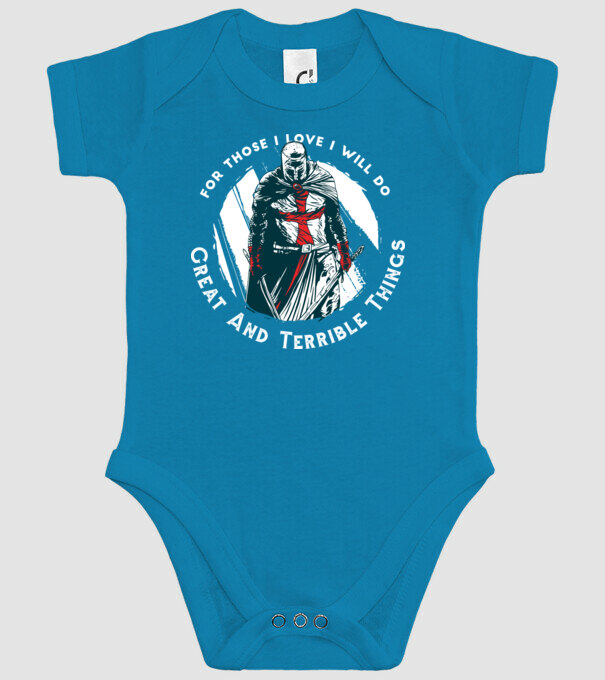 Cavaler Templier model turcoaz pe tricou