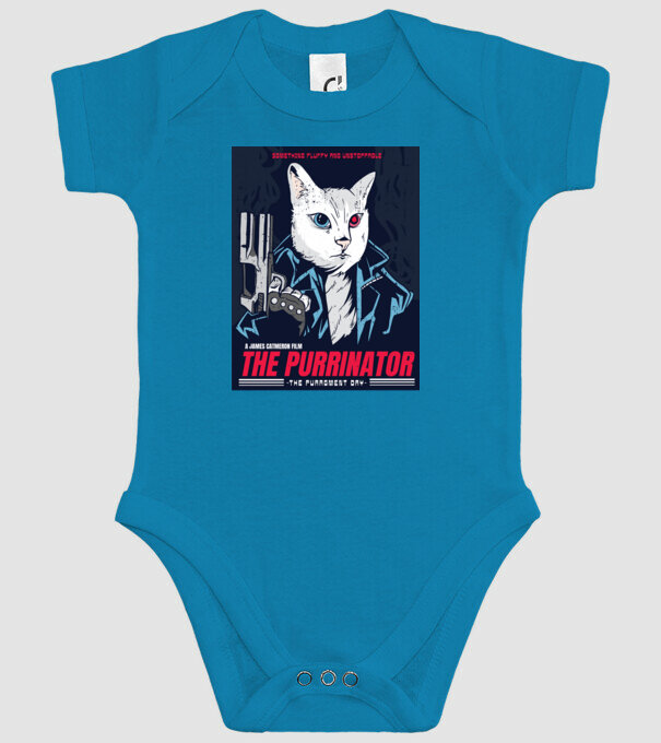 The Purrinator Pisică model turcoaz pe tricou