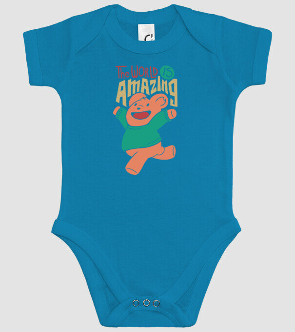 The world is amazing ursuleț Teddy model turcoaz pe tricou