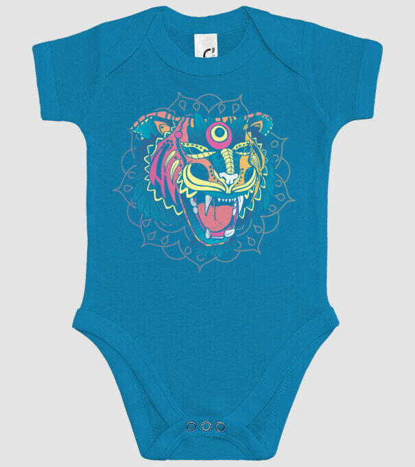 Tigru Mandala model turcoaz pe tricou