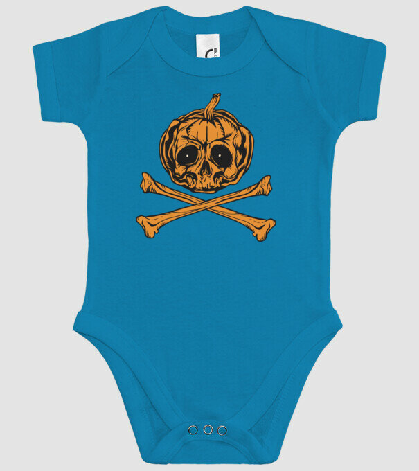 Dovleac craniu Halloween model turcoaz pe tricou