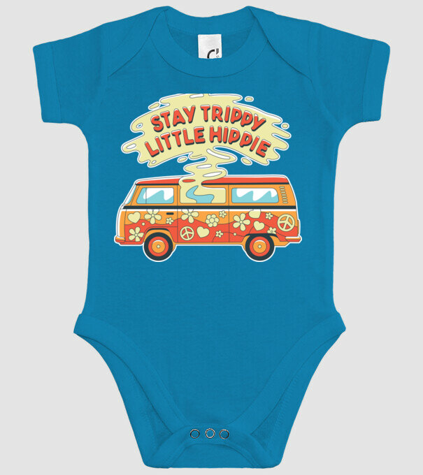 Trippy Microbuz Hippi model turcoaz pe tricou