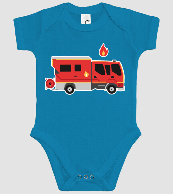 Mașină de pompieri model turcoaz pe tricou