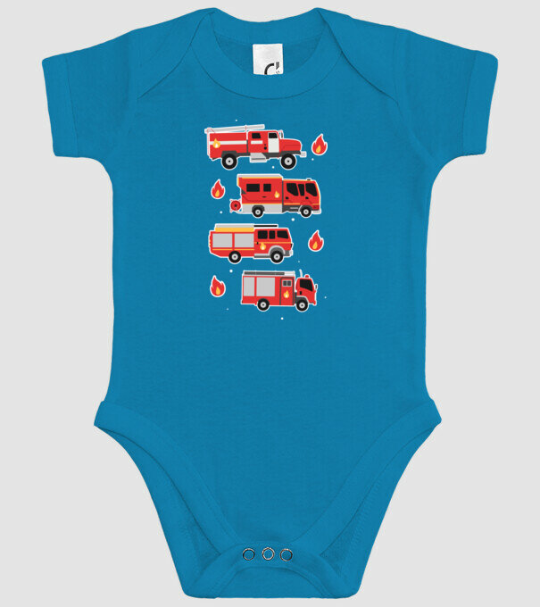 Mașini de pompieri model turcoaz pe tricou