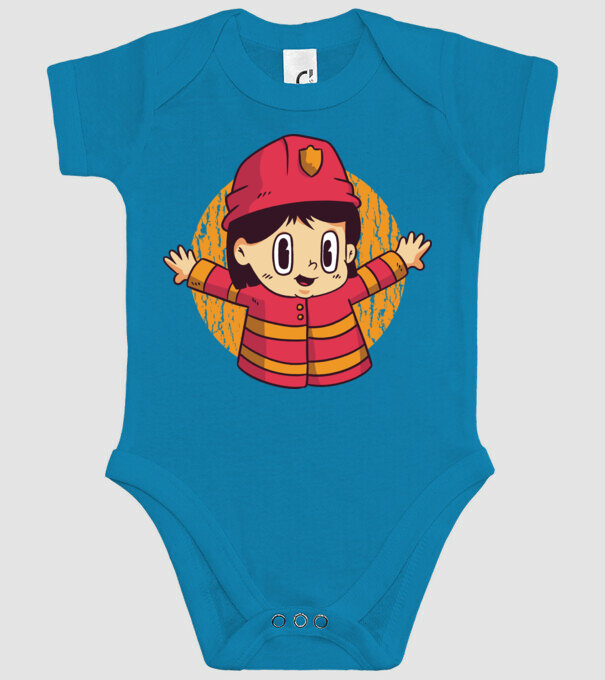 Pompier copil model turcoaz pe tricou