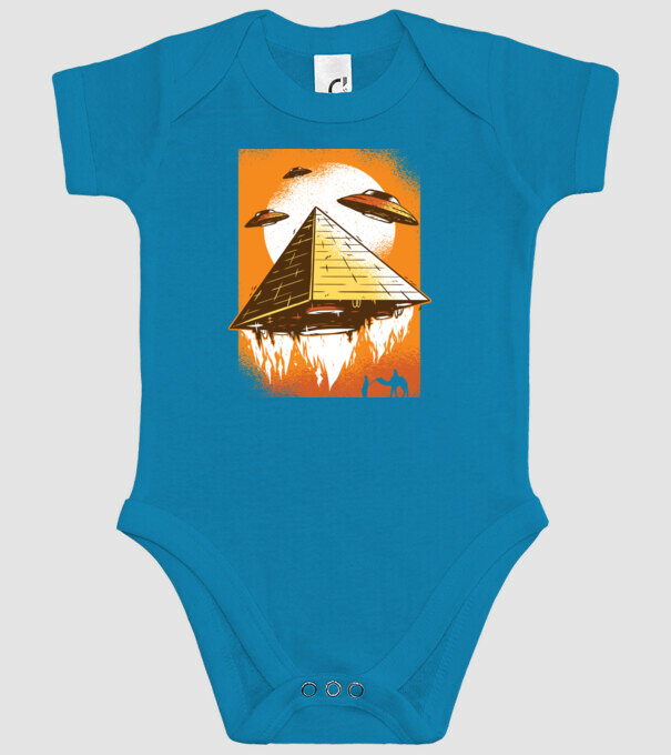 OZN Piramidă Alien model turcoaz pe tricou