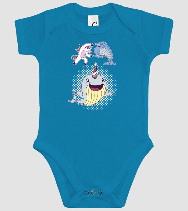 Unicorn Balenă Fuziune - Narval model turcoaz pe tricou