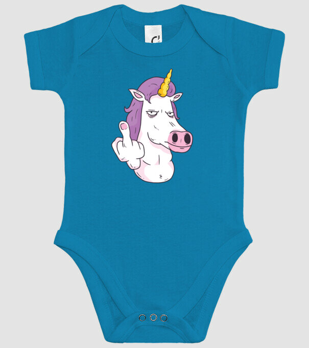 Unicorn arată degetul model turcoaz pe tricou