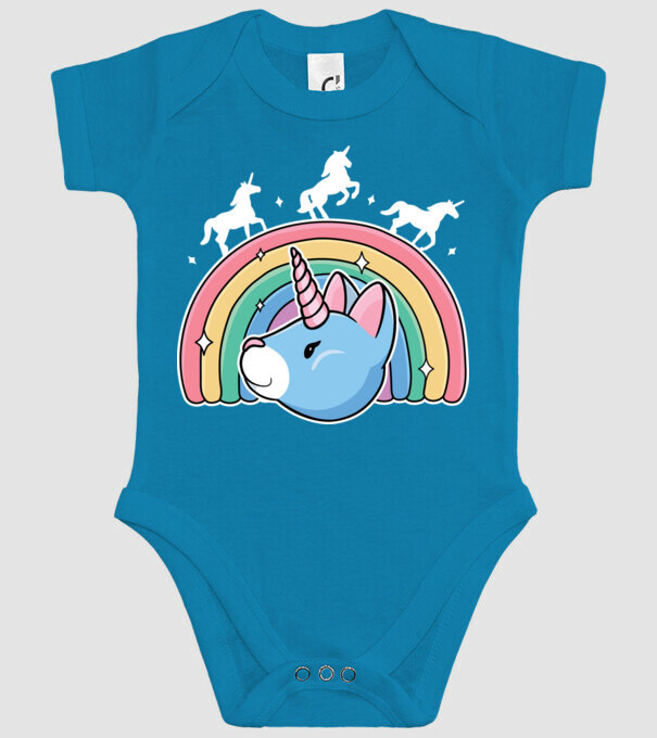 Pisică Unicorn model turcoaz pe tricou