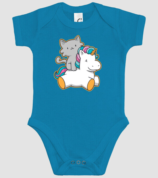 Unicorn Cu pisică model turcoaz pe tricou