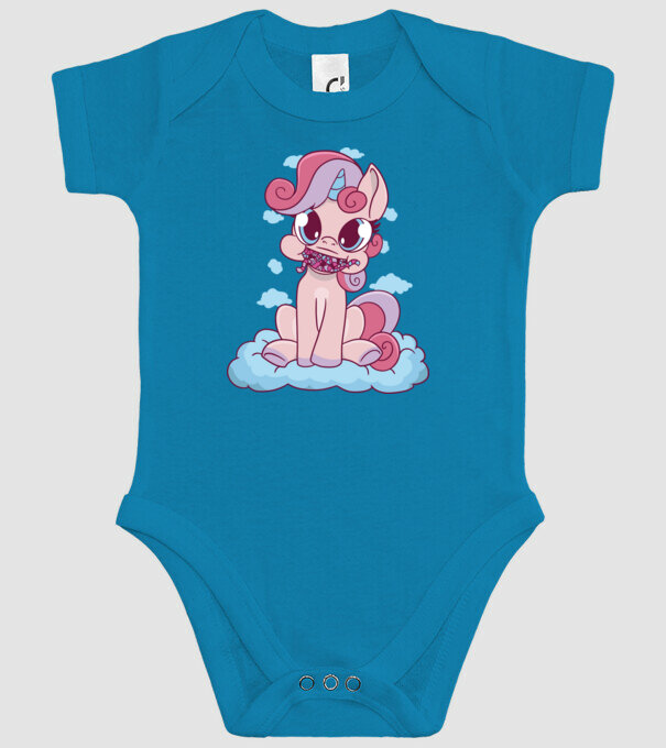 Unicorn cu bomboane model turcoaz pe tricou