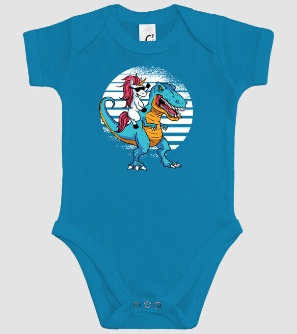 Unicorn cu dinozaur tricou amuzant model turcoaz pe tricou