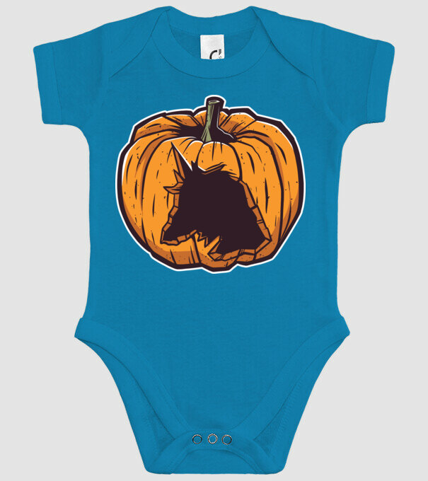 Dovleac de Halloween Unicorn model turcoaz pe tricou
