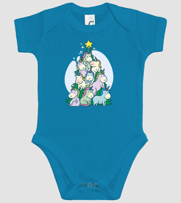 Unicorn pom de Crăciun model turcoaz pe tricou