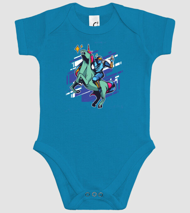 Unicorn Ninja model turcoaz pe tricou