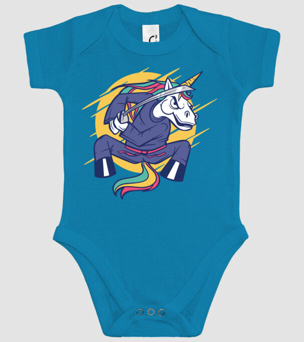 Unicorn Ninja model turcoaz pe tricou