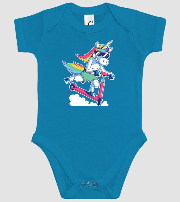 Unicorn cu trotinetă tricou amuzant model turcoaz pe tricou