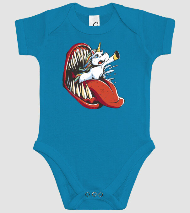 În gura monstrului Unicorn model turcoaz pe tricou