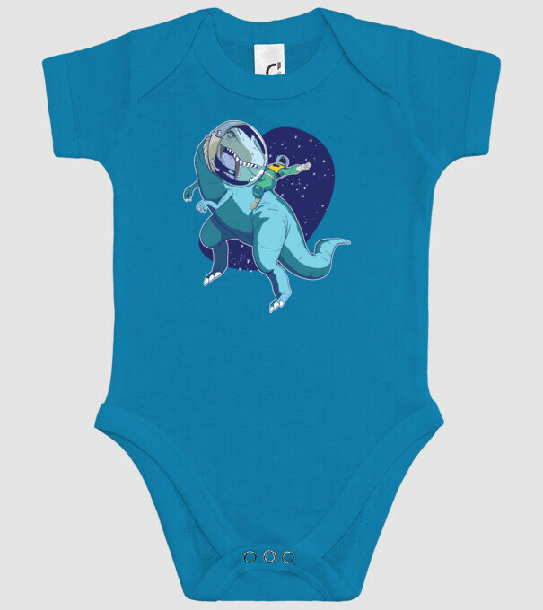 Astronaut Dinozaur T rex model turcoaz pe tricou