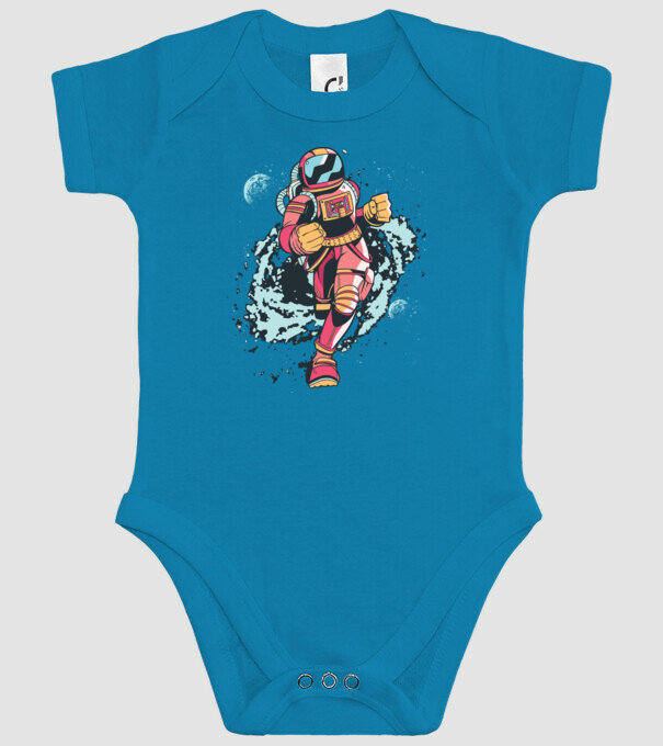 Alergare Astronaut model turcoaz pe tricou