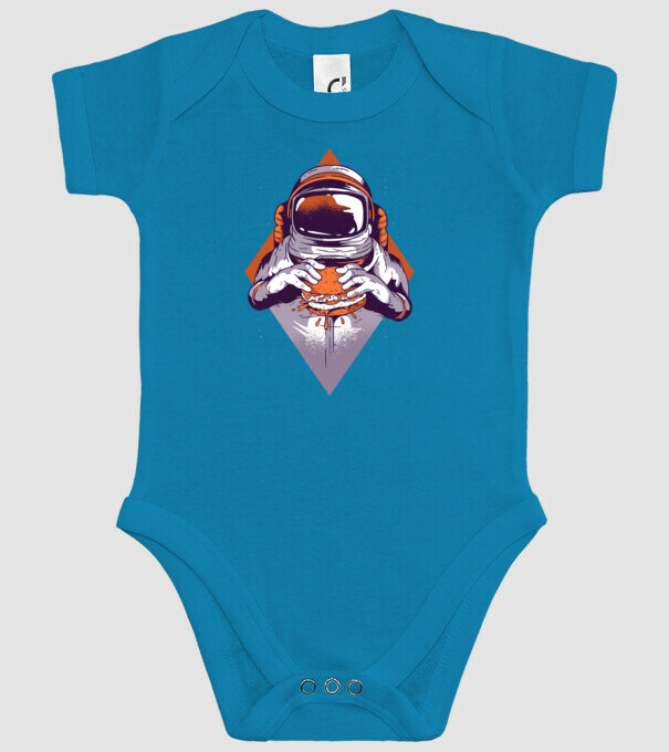 Hamburger Astronaut model turcoaz pe tricou