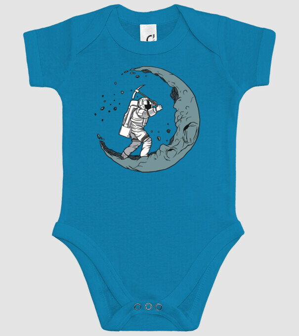 Astronaut pe Lună model turcoaz pe tricou