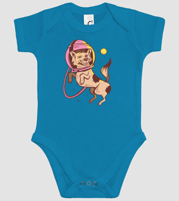 Câine Astronaut model turcoaz pe tricou