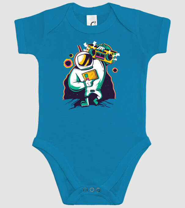 Astronaut cu casetofon model turcoaz pe tricou