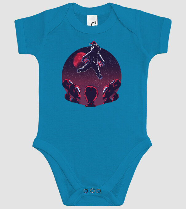 Moș Crăciun Astronaut model turcoaz pe tricou
