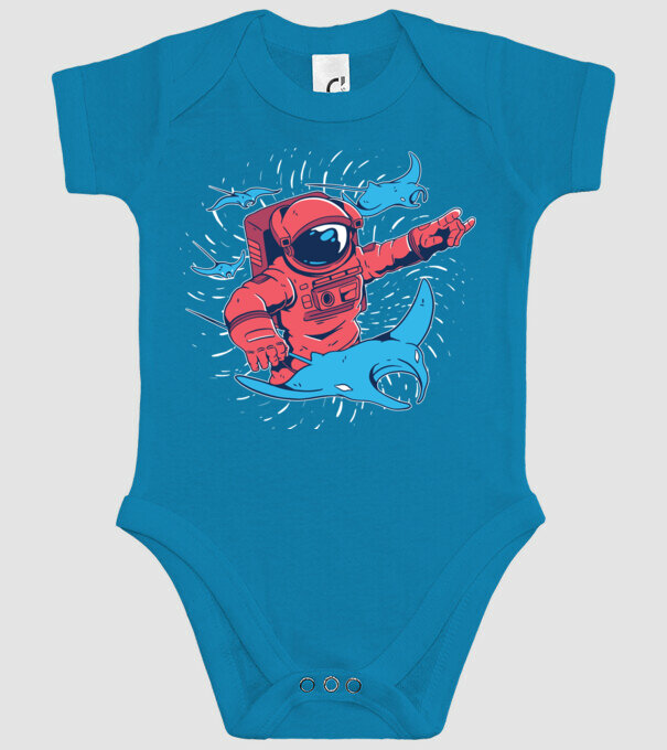 Diavol de mare gigant Astronaut model turcoaz pe tricou