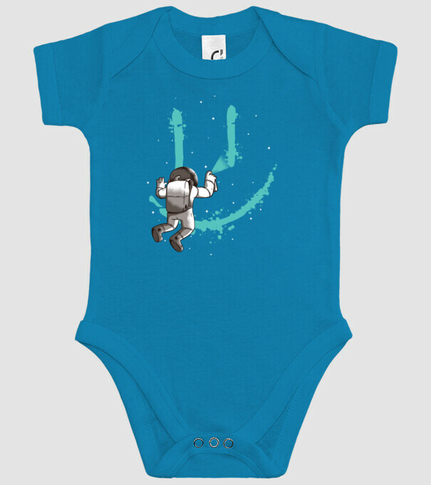 Astronaut Smiley Graffiti model turcoaz pe tricou