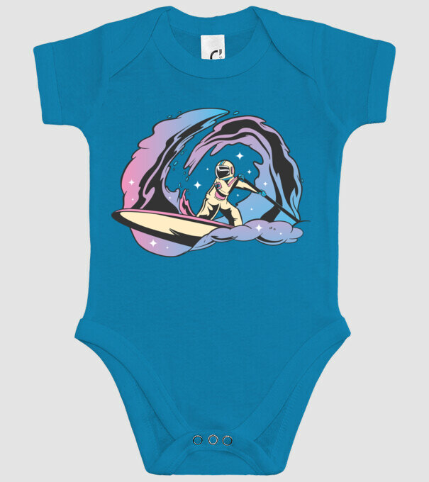 Surf Astronaut model turcoaz pe tricou