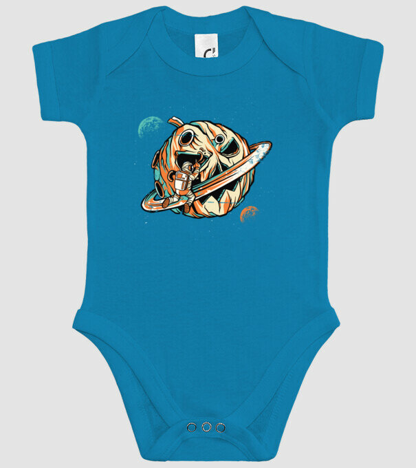 Astronaut cap de dovleac de Halloween model turcoaz pe tricou